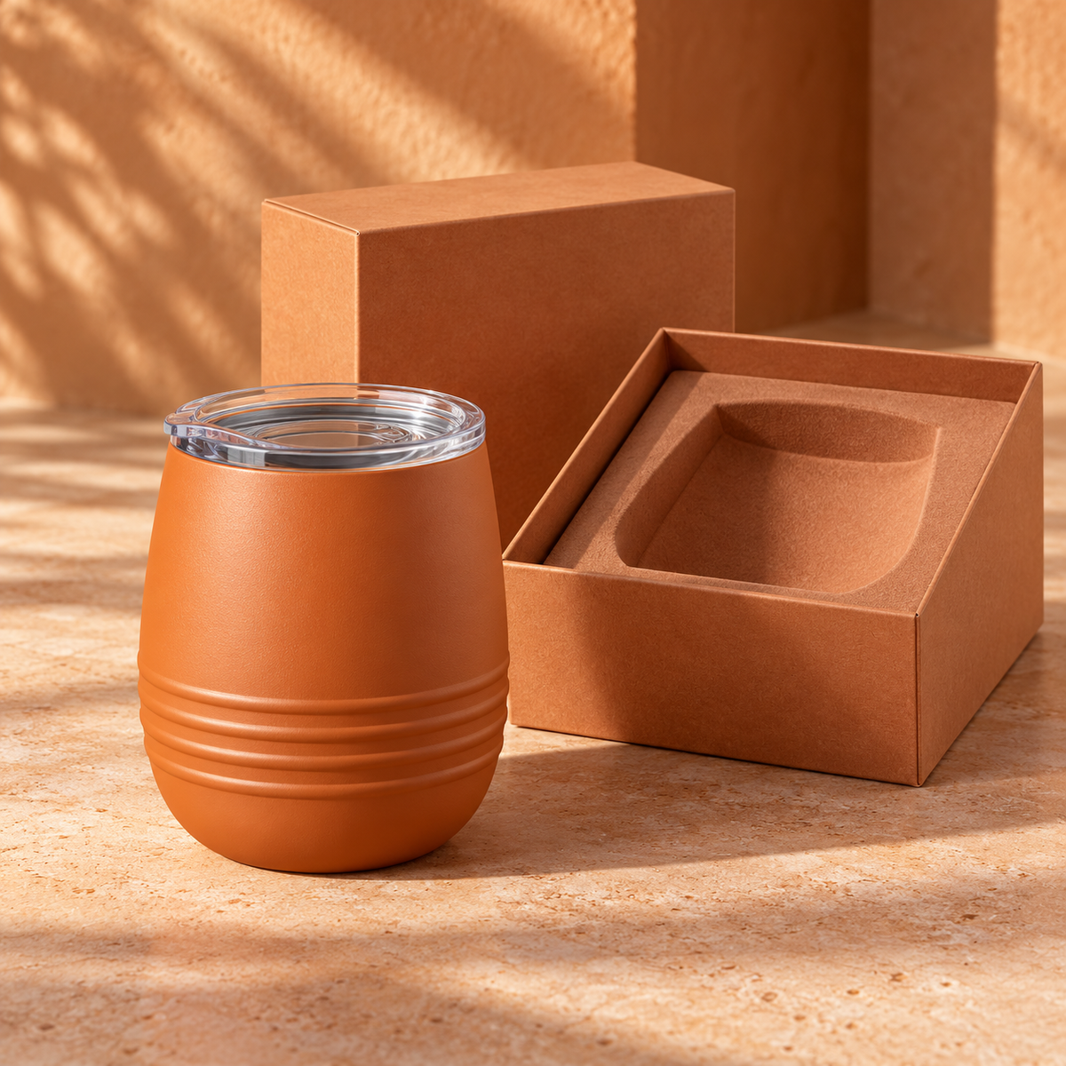 Terracotta Orbit Tumbler with Rounded Ring Bands