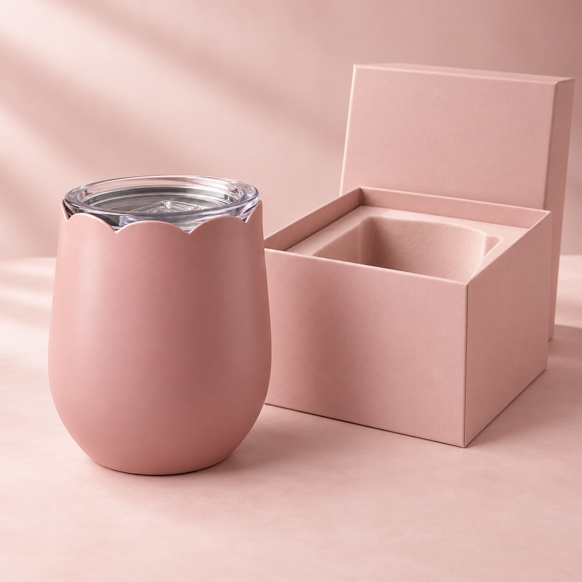 Rose Petal Tumbler with Scalloped Upper Silhouette