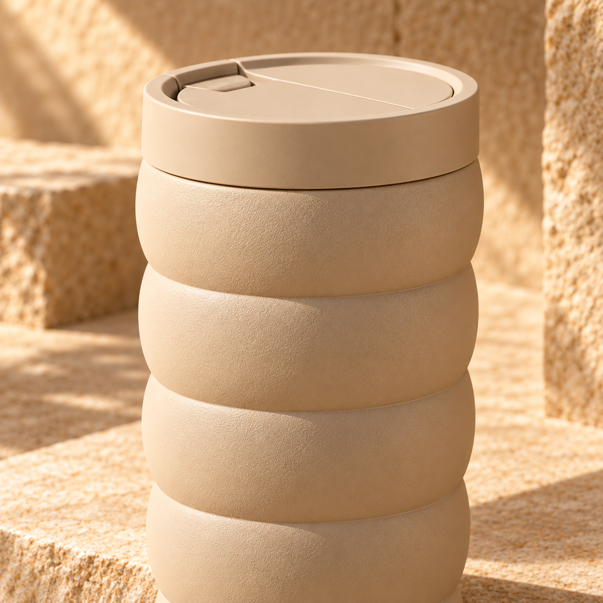 Sandstone Stack Tumbler with Rounded Horizontal Bands