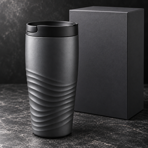 Charcoal Ripple Tumbler with Sculpted Wave Ribs