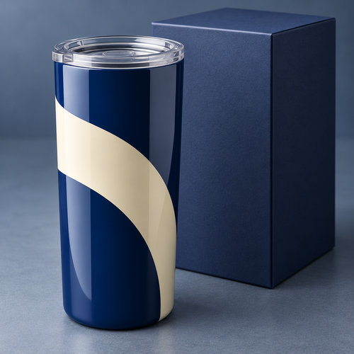 Cobalt Arc Tumbler with Cream Geometric Sweep