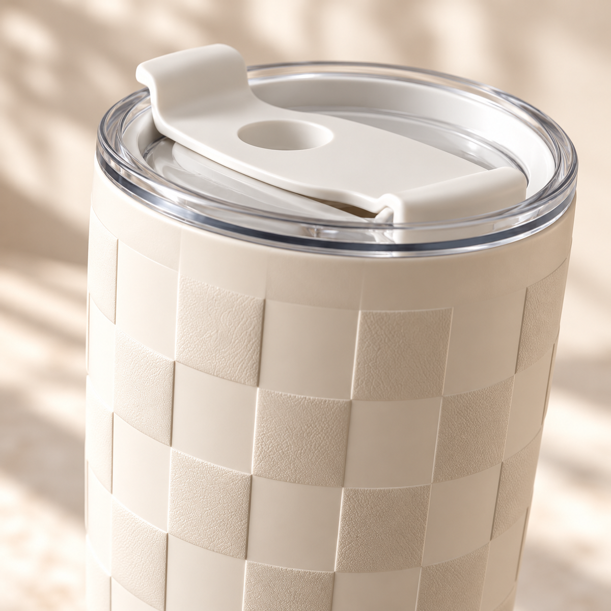 Ivory Checker Tumbler with Subtle Raised Grid