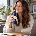 Cobalt Arc Tumbler with Cream Geometric Sweep