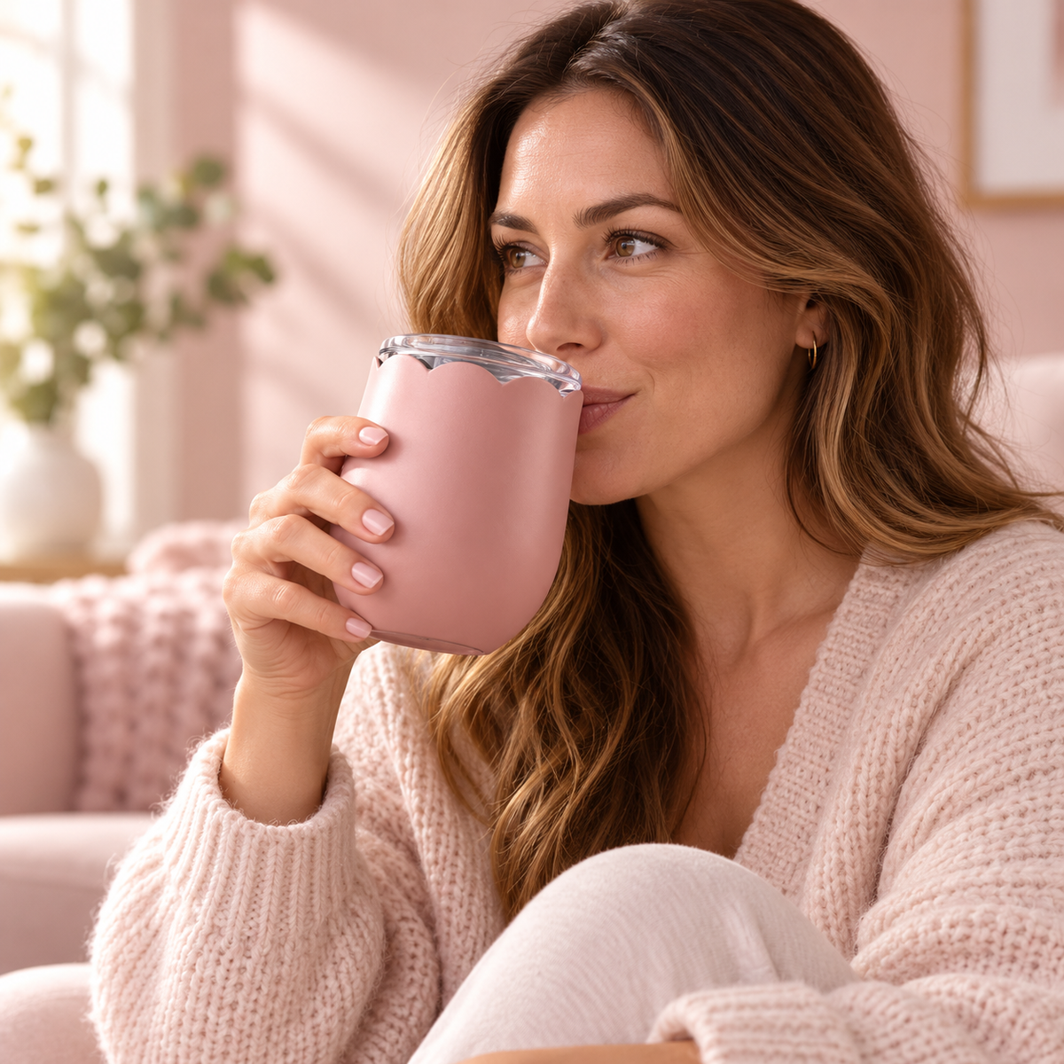 Rose Petal Tumbler with Scalloped Upper Silhouette