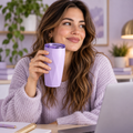 Lilac Faceted Tumbler with Translucent Lid